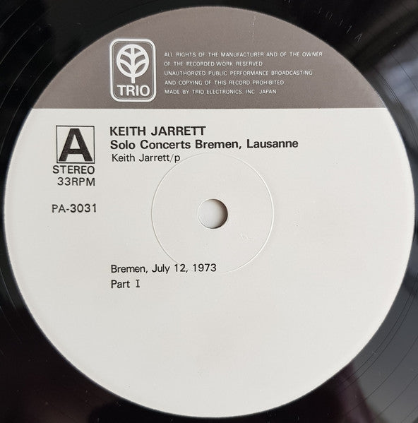 Keith Jarrett - Solo Concerts: Bremen / Lausanne(LP, Album, Promo)