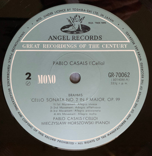 Pablo Casals - Double Concerto In A Minor / 'Cello Sonata No.2 In F...