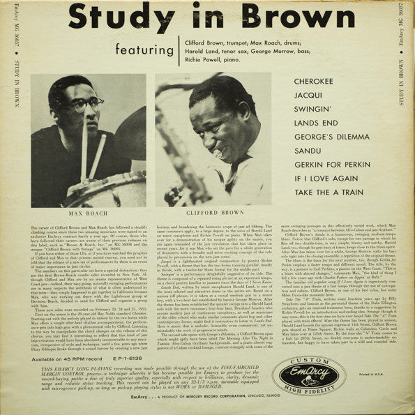 Clifford Brown And Max Roach - Study In Brown (LP, Album, RE)