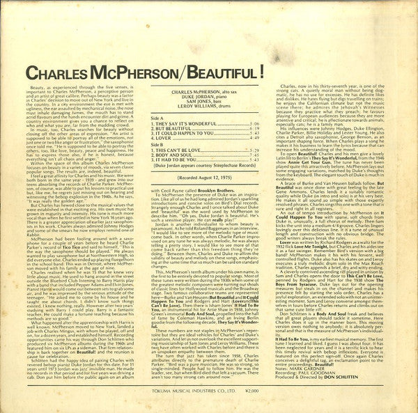 Charles McPherson - Beautiful! (LP, Album, RE)