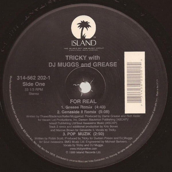 Tricky With DJ Muggs And Grease* - For Real (12"", Ltd)