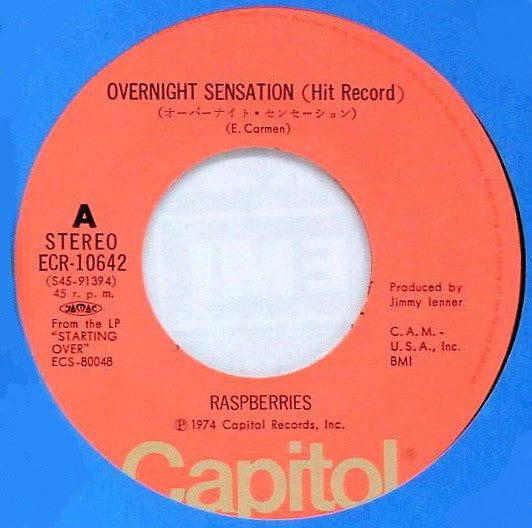 Raspberries - オーバーナイト・センセーション = Overnight Sensation (Hit Record)(7"...