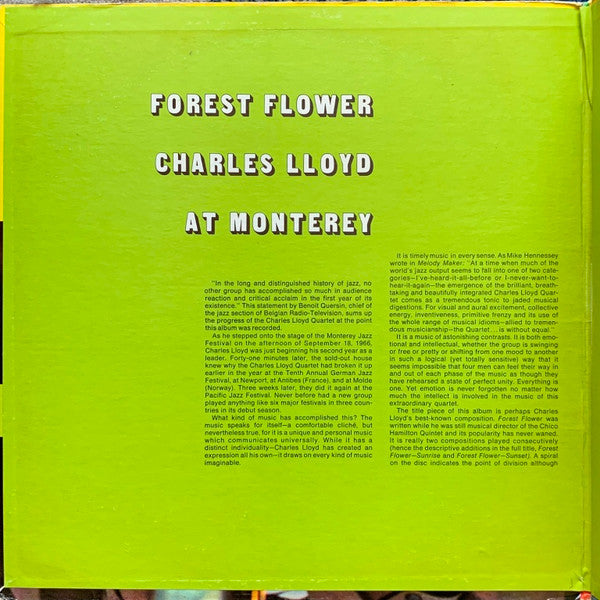 Charles Lloyd - Forest Flower (LP, Album, Mon)