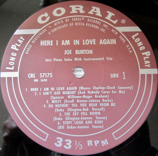 Joe Burton - Here I Am In Love Again (Joe Burton At The Piano)(LP, ...