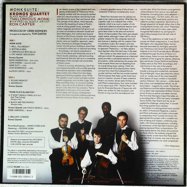 Kronos Quartet - Monk Suite: Kronos Quartet Plays Music Of Thelonio...