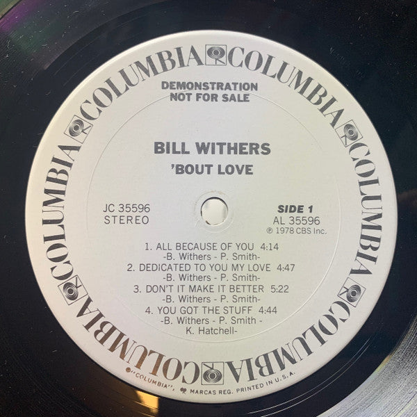 Bill Withers - 'Bout Love (LP, Album, Promo, Pit)