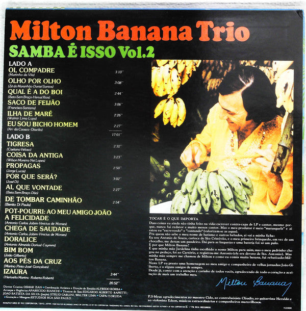 Milton Banana Trio - Samba E Isso Volume 2 (LP, Album, Promo)