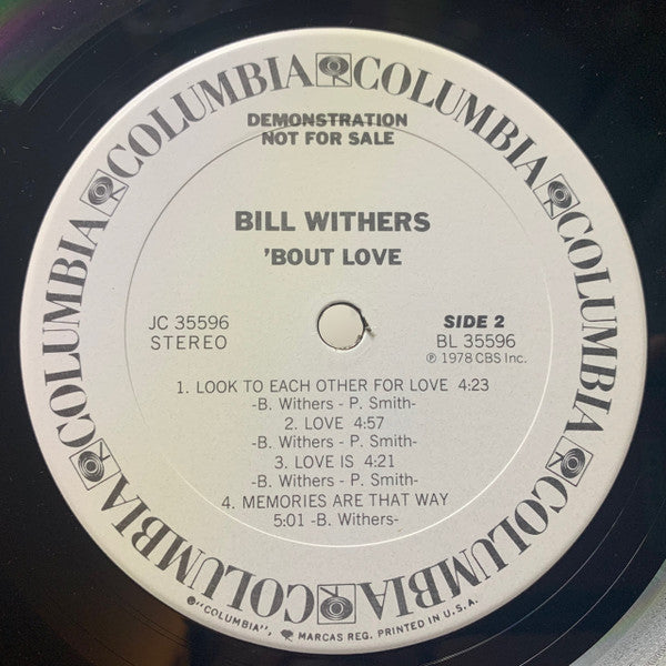 Bill Withers - 'Bout Love (LP, Album, Promo, Pit)