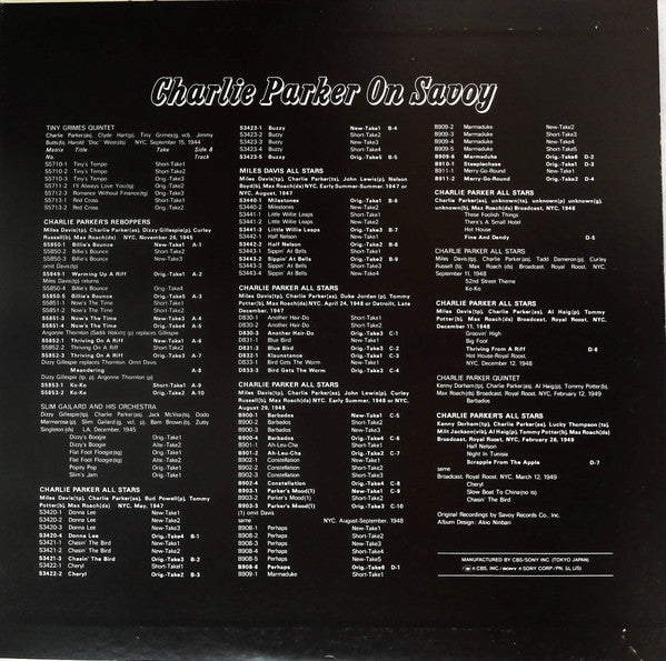 Charlie Parker - The Bird - Charlie Parker Memorial Album On Savoy-...