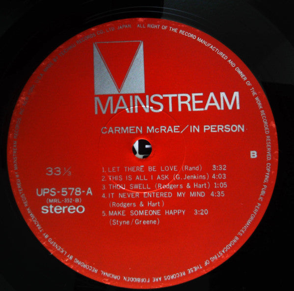 Carmen McRae - Live At Sugar Hill San Francisco (LP, Album)