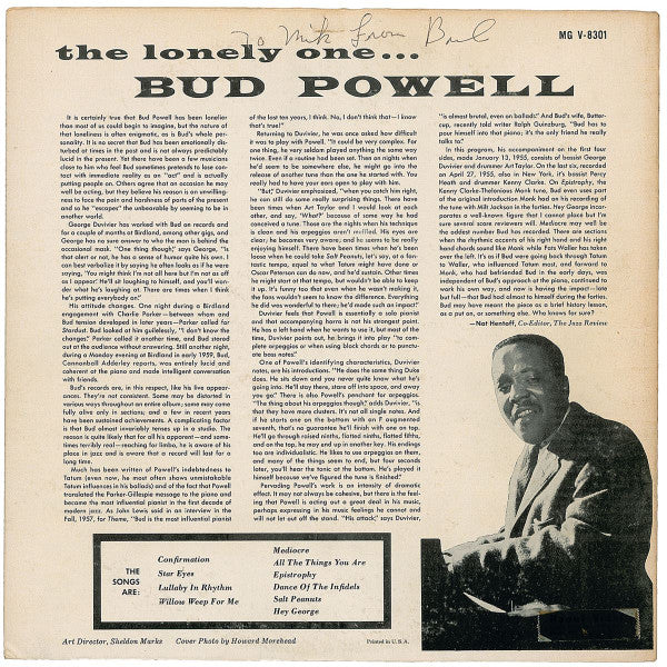 Bud Powell - The Lonely One (LP, Album, Mono, Dee)