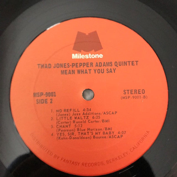 Thad Jones / Pepper Adams Quintet - Mean What You Say (LP, Album, RE)