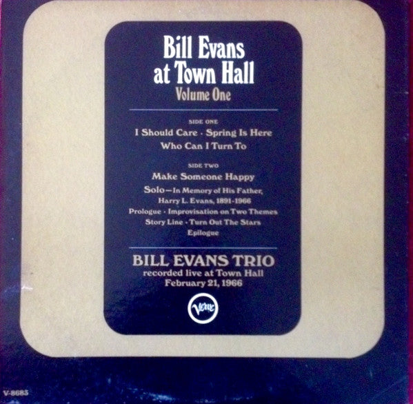 The Bill Evans Trio - Bill Evans At Town Hall (Volume One)(LP, Albu...