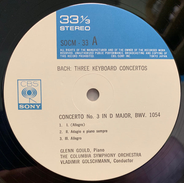 Glenn Gould - Three Keyboard Concertos(LP, Album)