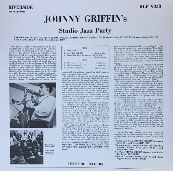 Johnny Griffin - Studio Jazz Party (LP, Album, Mono, RE)