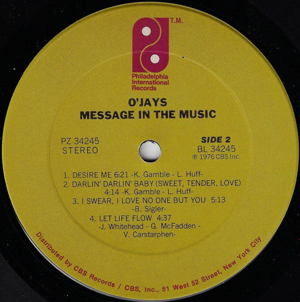 The O'Jays - Message In The Music (LP, Album, Ter)