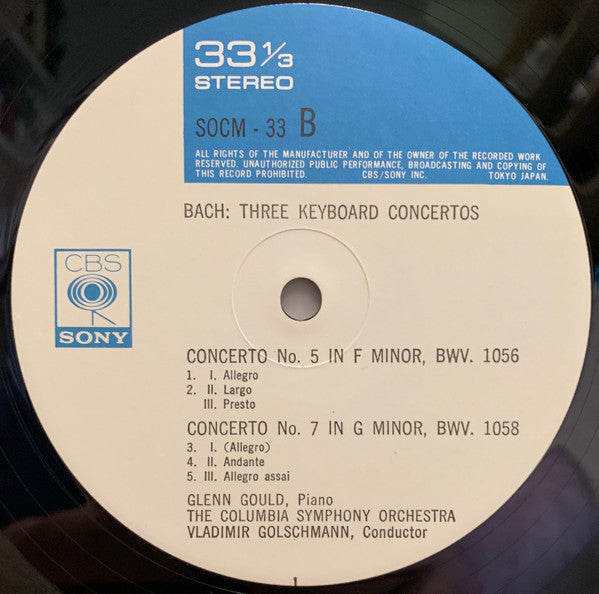 Glenn Gould - Three Keyboard Concertos(LP, Album)