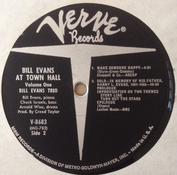 The Bill Evans Trio - Bill Evans At Town Hall (Volume One)(LP, Albu...