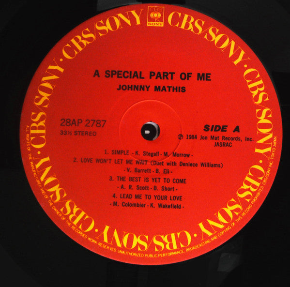 Johnny Mathis - A Special Part Of Me (LP, Album)