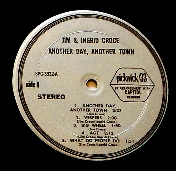 Jim & Ingrid Croce - Another Day, Another Town (LP, Album, RE)