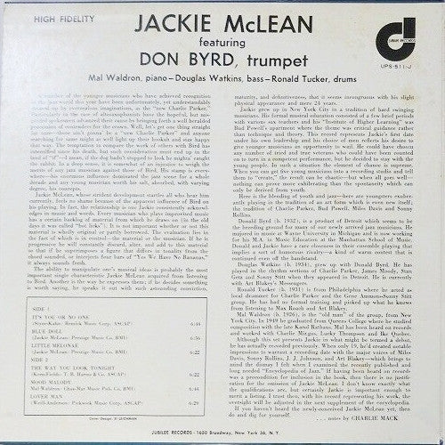 Jackie McLean Quintet - The Jackie McLean Quintet(LP, Album, Mono, RE)