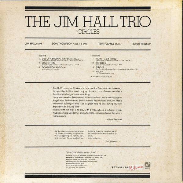 The Jim Hall Trio* - Circles (LP, Album, Promo)