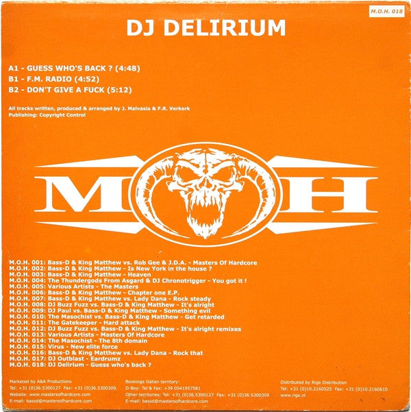 DJ Delirium - Guess Who's Back ? (12"")