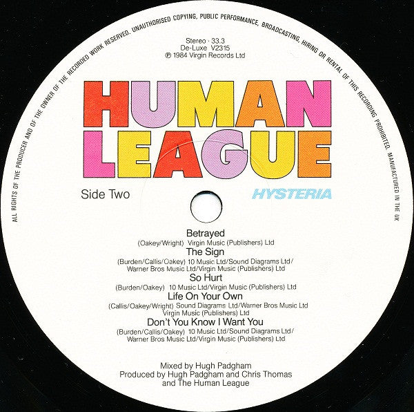 Human League* - Hysteria (LP, Album, Gat)