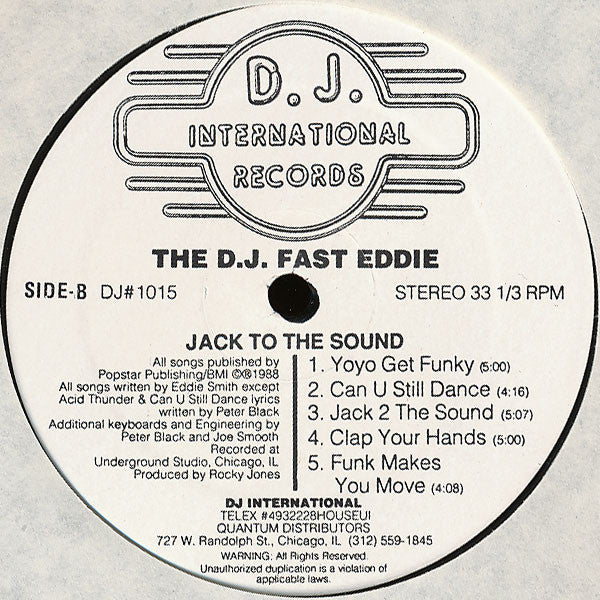The D.J. Fast Eddie* - Jack To The Sound (LP, Album)