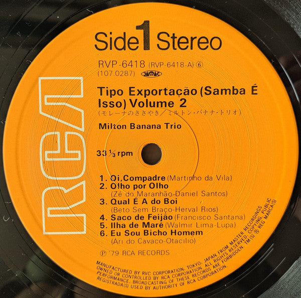 Milton Banana Trio : Samba E Isso Volume 2 (LP, Album)
