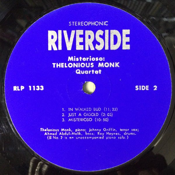 The Thelonious Monk Quartet : Misterioso (LP, Album)