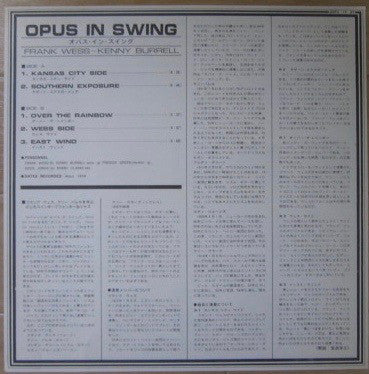 Frank Wess, Kenny Burrell, Freddie Green, Eddie Jones, Kenny Clarke : Opus In Swing (LP, Album, Mono, RE)