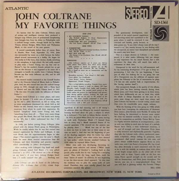 John Coltrane : My Favorite Things (LP, Album, RE)