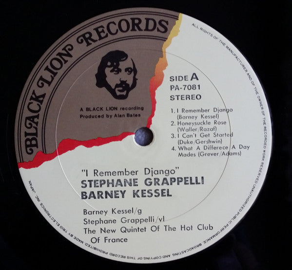 Stéphane Grappelli / Barney Kessel : I Remember Django (LP, Album, RE)