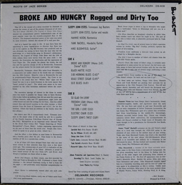 Sleepy John Estes : Broke And Hungry (LP, Album)