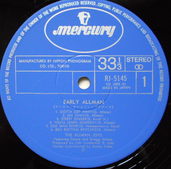 The Allman Joys : Early Allman Featuring Duane and Gregg Allman (LP, Album)