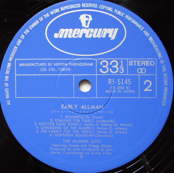 The Allman Joys : Early Allman Featuring Duane and Gregg Allman (LP, Album)
