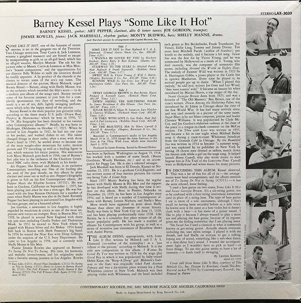 Barney Kessel : Some Like It Hot (LP, Album, Ltd, RE)