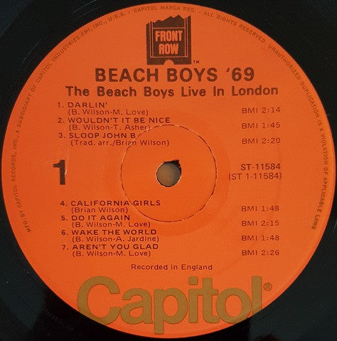 The Beach Boys : Beach Boys '69 (The Beach Boys Live In London) (LP, Album, L.A)