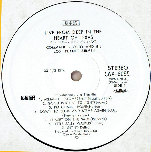 Commander Cody And His Lost Planet Airmen : Live From Deep In The Heart Of Texas (LP, Album)