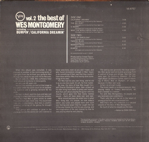 Wes Montgomery : The Best Of Wes Montgomery Vol. 2 (LP, Comp)