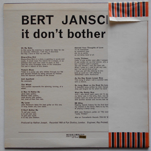 Bert Jansch : It Don't Bother Me (LP, Album)