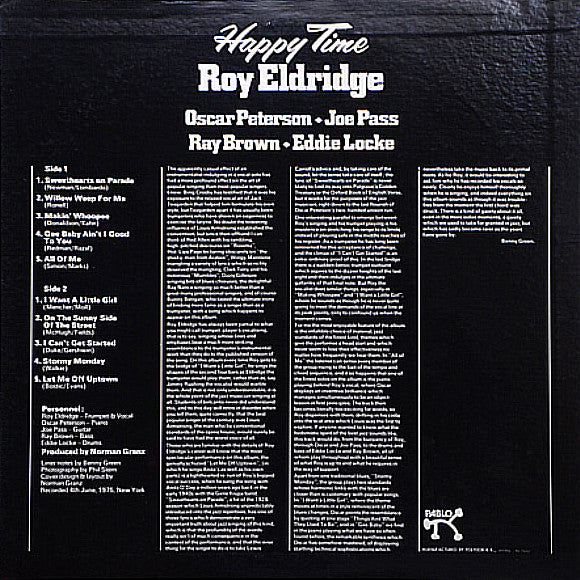 Roy Eldridge With Oscar Peterson, Joe Pass, Ray Brown, Eddie Locke : Happy Time (LP, Album, OBI)