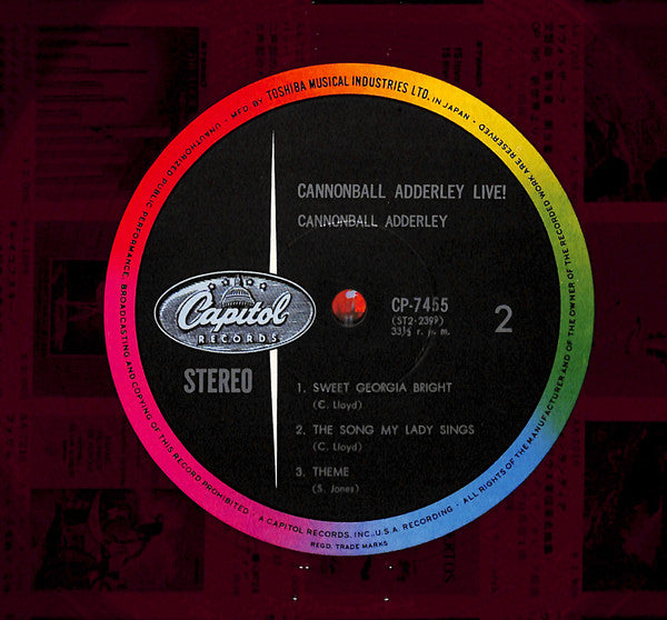 Cannonball Adderley : Cannonball Adderley-Live! (LP, Album, Red)