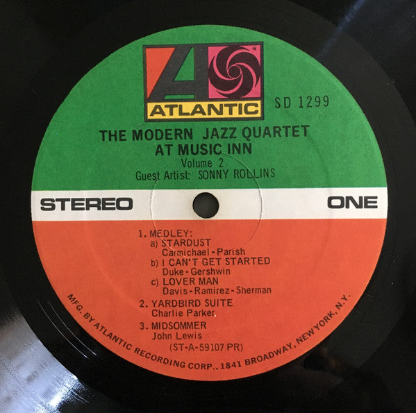 The Modern Jazz Quartet Guest Artist: Sonny Rollins : The Modern Jazz Quartet At Music Inn / Volume 2 (LP, Album, RE, Pre)