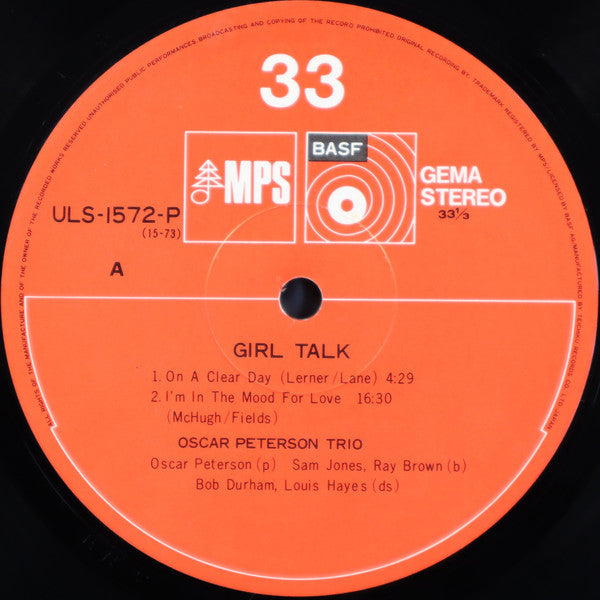 Oscar Peterson : Girl Talk (LP, Album)