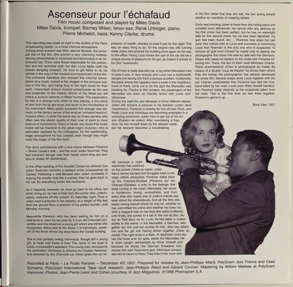 Miles Davis : Lift To The Scaffold (Ascenseur Pour L'Échafaud) (LP, Album, Mono, RE, RM, Gat)