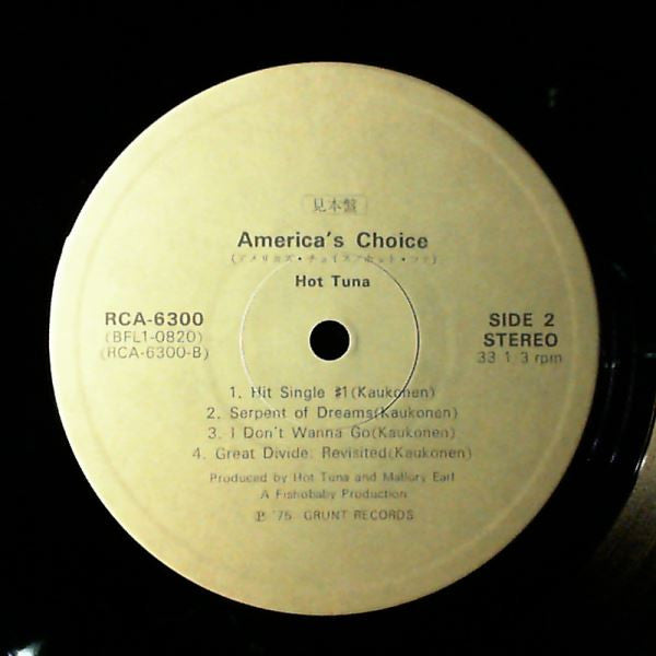 Hot Tuna : America's Choice (LP, Album, Promo)