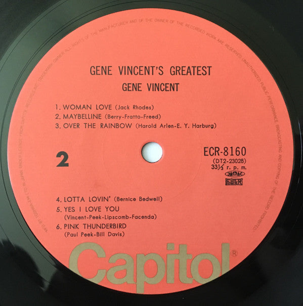 Gene Vincent : Gene Vincent's Greatest Hits (LP, Comp)