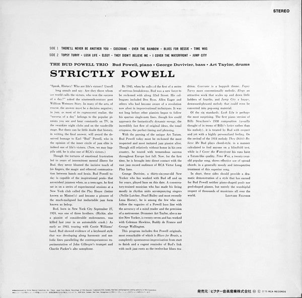 The Bud Powell Trio : Strictly Powell (LP, Album, Mono, RE)